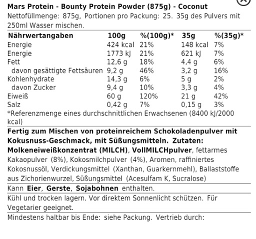 Bounty Protein Powder 875g